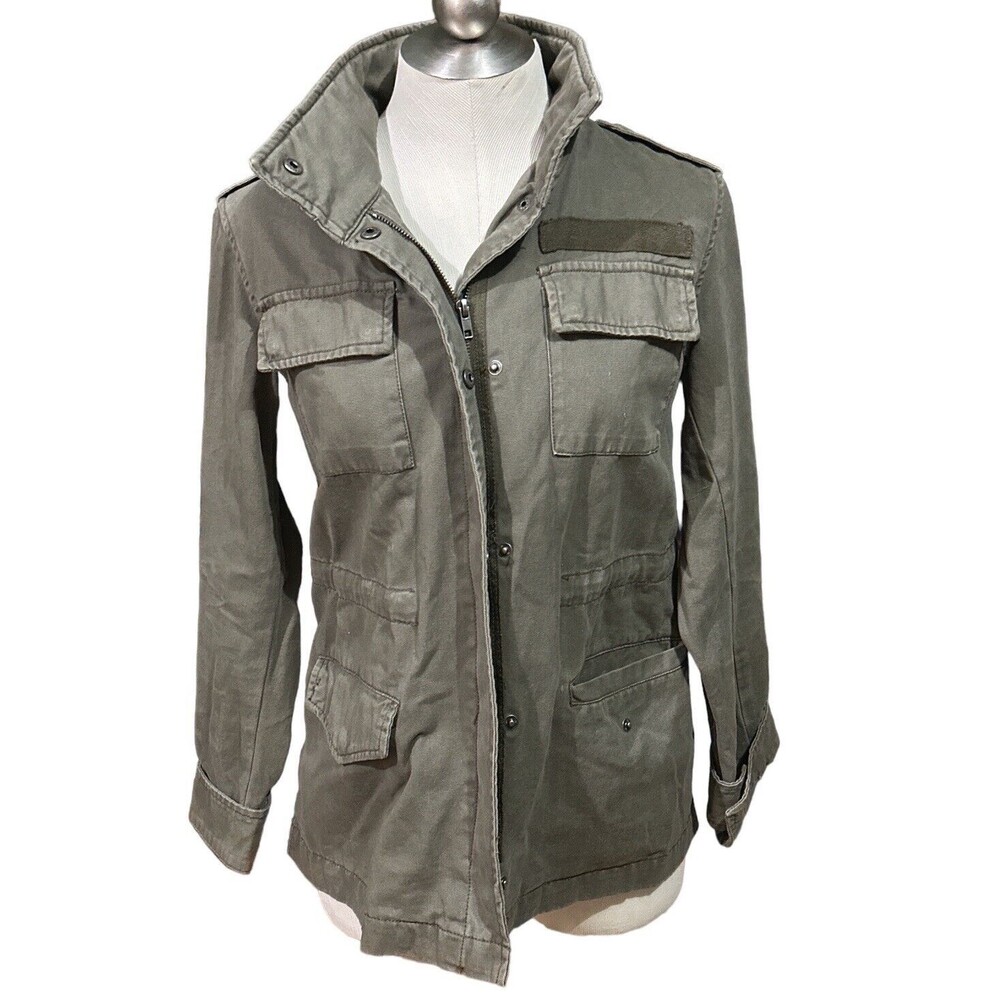 GARAGE Women’s Zip Up 100% Cotton Utility‎ Combat Jacket Olive Green Size XS EUC